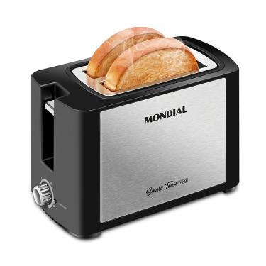 Imagem de Torradeira Elétrica T-13 Smart Toast com 2 Aberturas Extralargas e 6 Níveis Preto Inox Mondial