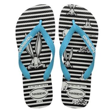 Imagem de Chinelo Masculino Dedo Lonney Tunes Warner Logo Havaianas, Branco, Azu