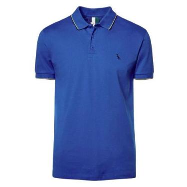 Imagem de Camisa Polo Reserva Enxuto Novo Friso Masculino Azul, M, Blue