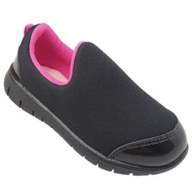 Imagem de Tênis Infantil Feminino Menina Preto Rosa Escolar Pinókio, Preto, 26