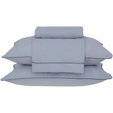 Imagem de Jogo de Cama Queen 180 fios em Algodão Percalle - Buddemeyer, Azul, Qu