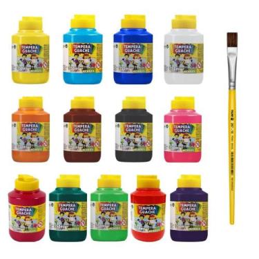 Imagem de Kit 06 Tintas Tempera Guache Acrilex 250ml Escolar Infantíl (Escolha a