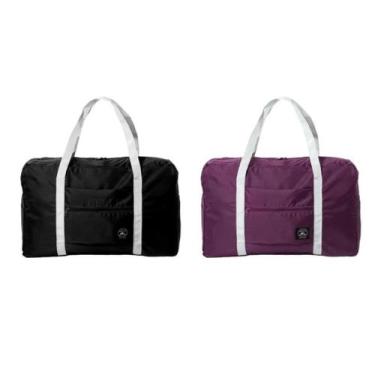 Imagem de Bolsa De Viagem Mala Dobrável Capacidade Impermeável Cores:Kit 2 Preto