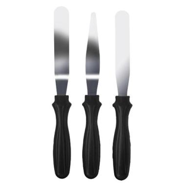 Imagem de Kit espatulas confeiteiro inox 3 pecas  profissional para confeitaria 
