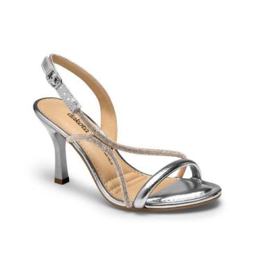 Imagem de Sandália Social Dakota Salto Alto Fino Strass Ref. Y9771, Prata, 37
