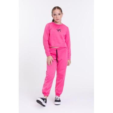 Imagem de Conjunto Moletom Infantil Cropped Vida Costeira, Rosa, 3