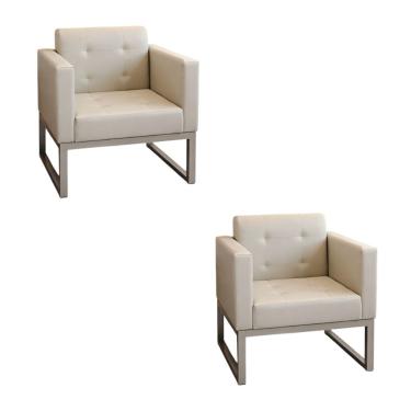 Imagem de Kit 2 Sofanetes Poltrona Loft Costurada Decorativa para Sala Revestimento Poliéster Mar...
