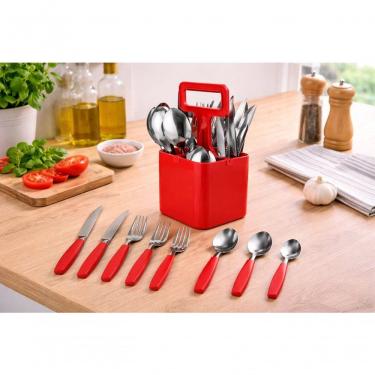 Imagem de Conjunto de Talheres Verona 25 Peças 50% Inox e 50% Plástico para Mesa Vermelho Fratelli