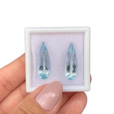 Imagem de Água Marinha Azul Lágrima Par 12,36ct - ENE2ESE