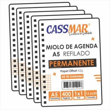 Imagem de Miolo de Agenda A5 Permanente 20x13,5cm Kit com 50un - Cassmar