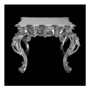 Imagem de Mesa Lateral 75cm Luiz XV Imponente Folha Prata - LUXdécor