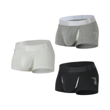 Imagem de Cuecas Boxer Masculinas De Algodão Respirável Com Abertura Frontal E B
