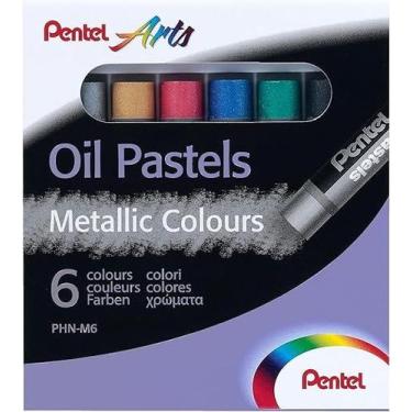 Imagem de Giz Pastel Oleoso com 6 Cores Metalicas Pentel Phn-m6