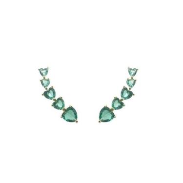 Imagem de Brinco Ear Cuff Corações Turmalina Banhado a Ouro - Semijoias - VIDIÈ