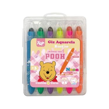 Imagem de Giz de Cera Retrátil Ursinho Pooh Aquarela Neon Bastão 6un - DAC
