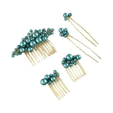 Imagem de Pente De Cabelo De Noiva Com Cristais E Pérolas, Tiara, 5 Grampos De C