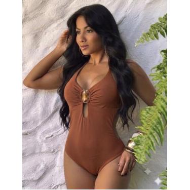 Imagem de Maiô Frente Única Modelador com Argola - Tam M 38/42 - - ROSABODY, Mar