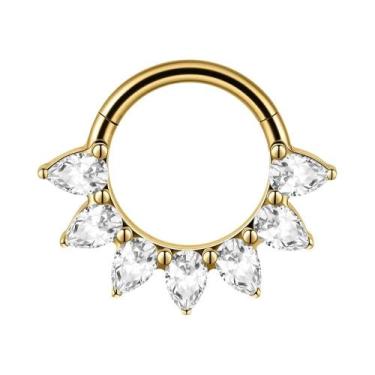 Imagem de Piercing Clicker Articulado De Titânio Com Zircônia Marquise, Em Forma