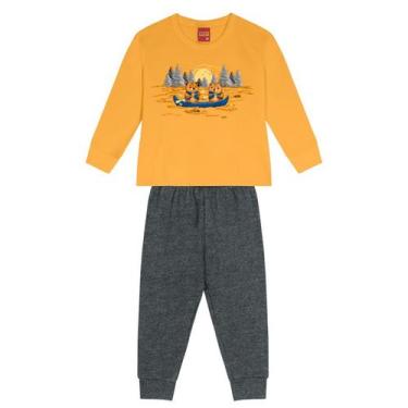 Imagem de Conjunto Moletom Infantil casaco e Calça Kyly 1000107, 6, Mostarda