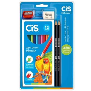 Imagem de Kit Escolar Lápis Grafite + Lápis De Cor + Borracha E Apontador Cis