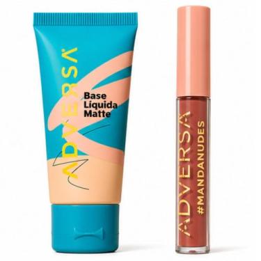Imagem de Kit Base Líquida Matte Adversa Tom 250 + Batom Líquido Matte Problemin