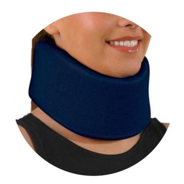 Imagem de Colar Cervical Suporte Espuma Malha Azul Conforto Bem-Estar - GLC ORTO