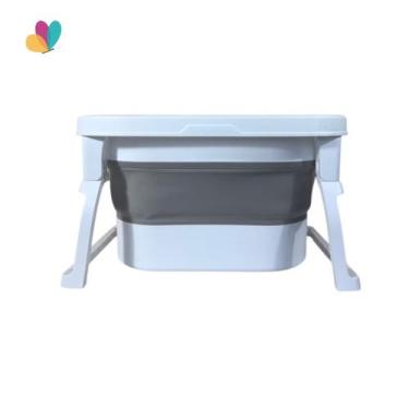 Imagem de Banheira Dobrável Infantil 2 em 1 Média 80L Modo Ofurô com Banco Crian