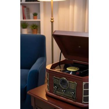 Imagem de 2x Vitrola Bluetooth USB FM Marrom 33/45 RPM - Reviva Sua Mú - Congrat