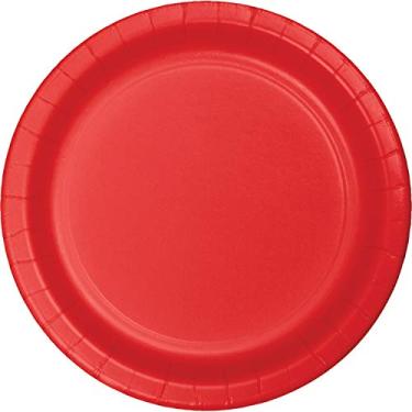 Imagem de Creative Converting 24 pratos de papel para banquete de toque colorido, vermelho clássico