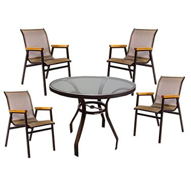 Imagem de Jogo de mesa com 4 cadeiras para jardim varanda piscina e área externa