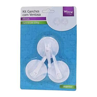 Imagem de Kit de Gancho Plástico, com Ventosa, 8 cm, 3 peças, Rio de Ouro