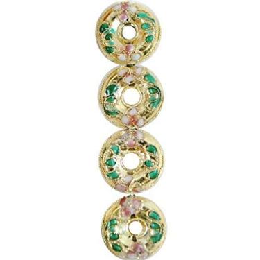 Imagem de EXPO International 16 mm x 16 mm Cloisonne Donut Pacote com 7 | Contas de joias douradas