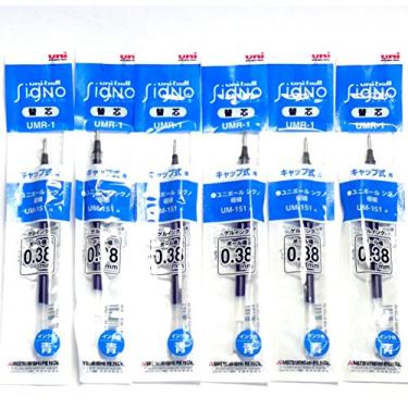 Imagem de Refil de caneta esferográfica Uni-Ball Signo Gel para UM151, tinta azul, ponta extrafina 0,38 mm, pacote com 6 (importação japonesa)