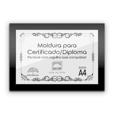 Imagem de 1 Certificado/Diploma A4 Com Tela De Acetato E Mdf Titulo Moldura Preta