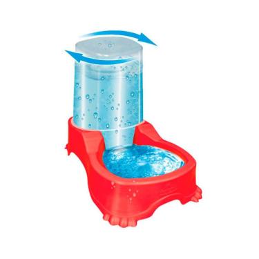 Imagem de Bebedouro Automático Com Comedouro Pet Injet 1L Vermelho