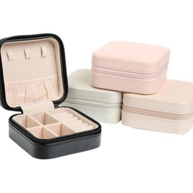 Imagem de Porta Jóias Para Viagem Caixa Bolsa Com Ziper Para Anel
