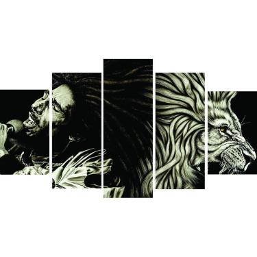 Imagem de Quadro Bob Marley 5 Peças Mosaico