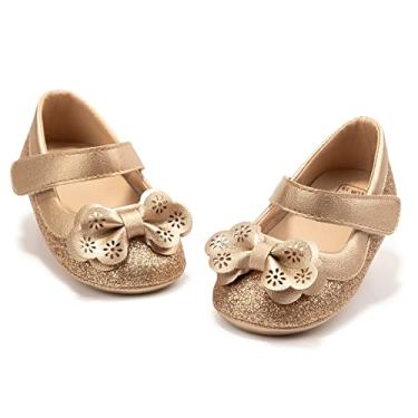 Imagem de Sapatos infantis KaKaKiKi Mary Jane com laço, sola macia, antiderrapante, para bebês, primeiros passos, vestidos de princesa, B01 Red, 3-6 Months Infant