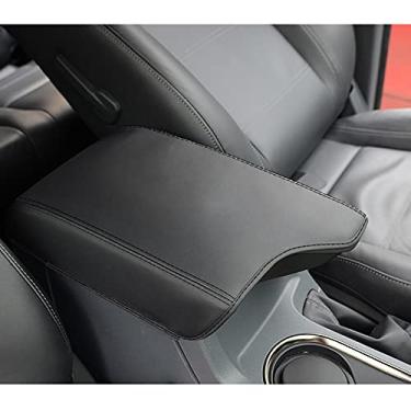 Imagem de INTGET Capa de apoio de braço de console central para acessórios Ford Ranger 2019 2020 2021 2022 2023 capa de assento de cachorro interior de couro para console central protetor de tampa de apoio de braço (pontos pretos)