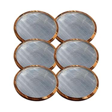 Imagem de Kit 6 Tábuas Suporte Madeira Pizza 35 cm Com Forma Alumínio