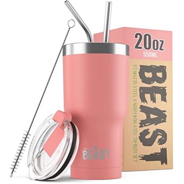 Imagem de Copo Beast 590 ml de aço inoxidável isolado a vácuo copo de café e gelo garrafa de viagem de parede dupla (rosa flor)