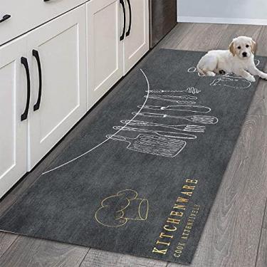 Imagem de SHENGANG Tapete de cozinha entrada para casa quarto sala de estar decoração infantil tapete corredor cabeceira do banheiro tapete antiderrapante, 19,60cmx200cm
