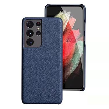 Imagem de Capa de telefone de couro genuíno para samsung s21 ultra s21plus s22 s20 plus s20fe s10 a52 A12 a32 a51 a71 a72 a52S 5G, azul, para Galaxy S10