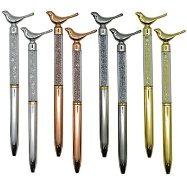 Imagem de Maydahui 12 canetas esferográficas retráteis para pássaros, novidade, cristal pombo, areia movediça, tinta preta, para escola, escritório, casa, festa