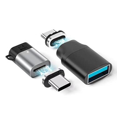 Imagem de Adaptador magnético USB C reto de 100 W + adaptador USB C para USB conector magnético C suporta transferência de dados compatível com MacBook Pro/Air/dispositivos tipo C