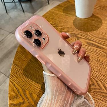 Imagem de Capa de telefone transparente de silicone bumper para iPhone 13 12 11 14 Pro Max XR X XS 7 8 Plus Capa transparente de proteção de câmera, rosa, para iPhone 7plus