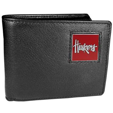 Imagem de Carteira masculina NCAA Siskiyou Sports Nebraska Cornhuskers de couro dobrável, tamanho único, preta