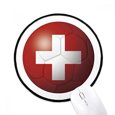 Imagem de DIYthinker Tapete redondo de futebol da bandeira nacional da Suíça para mesa de escritório para computador