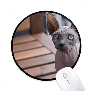 Imagem de DIYthinker Animal orelha grande gato fotografia tirar mouse pad desktop escritório tapete redondo para computador