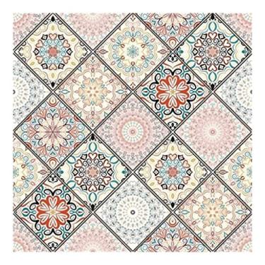 Imagem de Tapetes de área de designer, costura de estilo étnico boêmio colorido flores europeias quadrado sala de estar quarto tapete de mesa (cor: A, tamanho: 150x150cm)